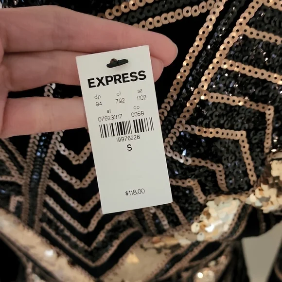 Express Geometric Sequin Mini Bodycon Dress NWT - Picture 8 of 8